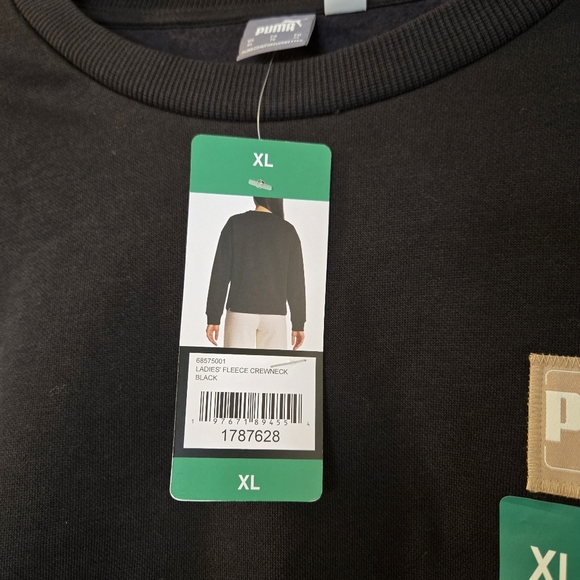 PUMA Women's Fleece Crewneck Sweatshirt Badge Black NWT Size XL - Picture 3 of 16